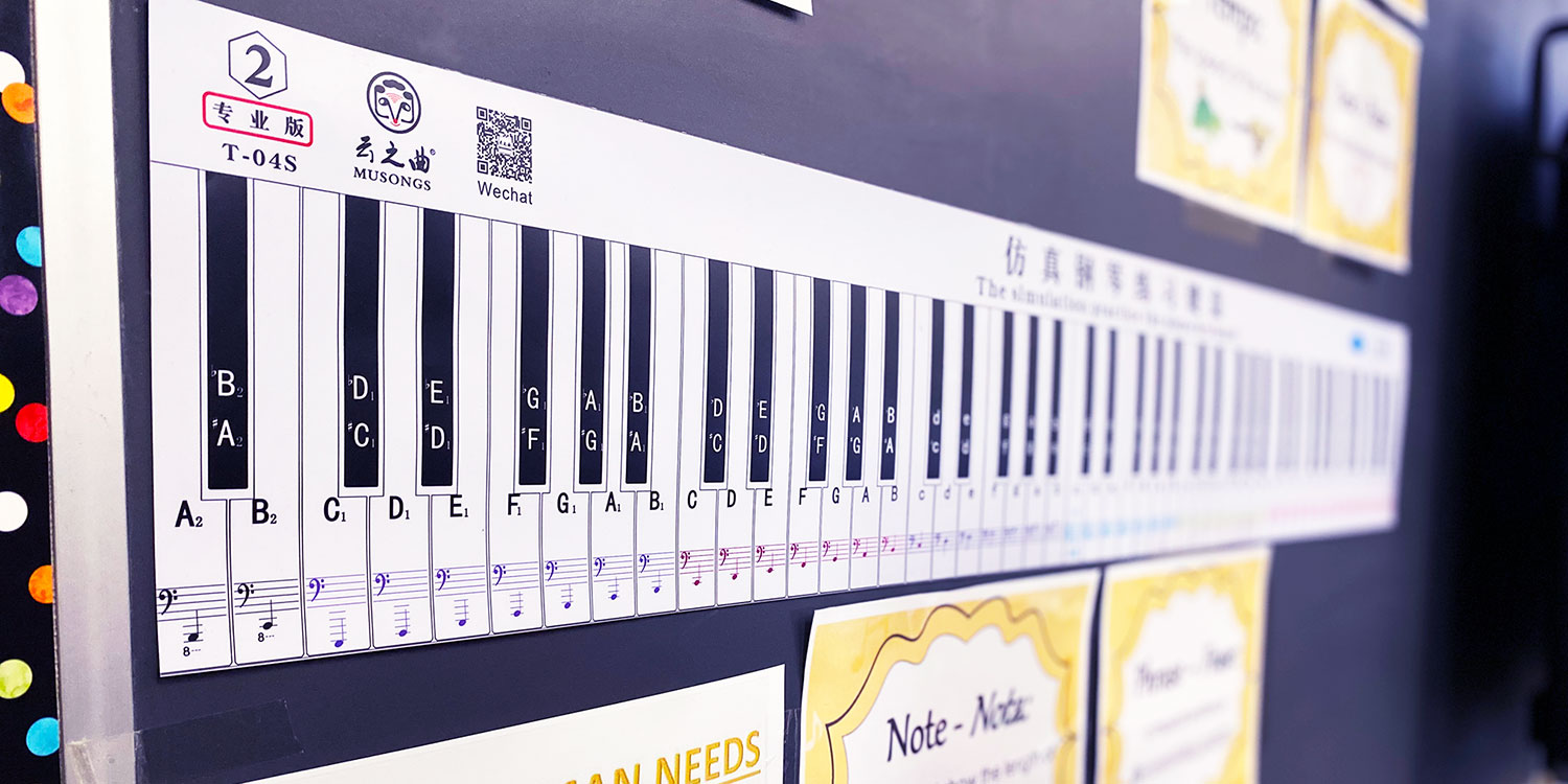 Music Notes Chart on Bulletin Board